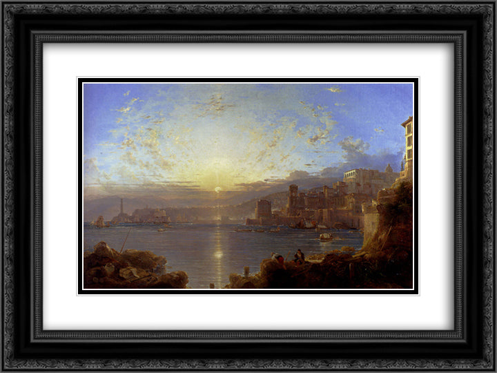 Genoa 24x18 Black Ornate Wood Framed Art Print Poster with Double Matting by Unterberger, Franz Richard