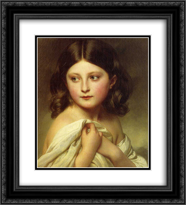 A Young Girl called Princess Charlotte 20x22 Black Ornate Wood Framed Art Print Poster with Double Matting by Winterhalter, Franz Xaver