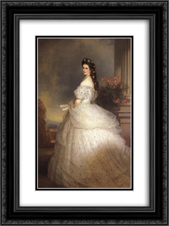 Elizabeth, Empress of Austria 18x24 Black Ornate Wood Framed Art Print Poster with Double Matting by Winterhalter, Franz Xaver
