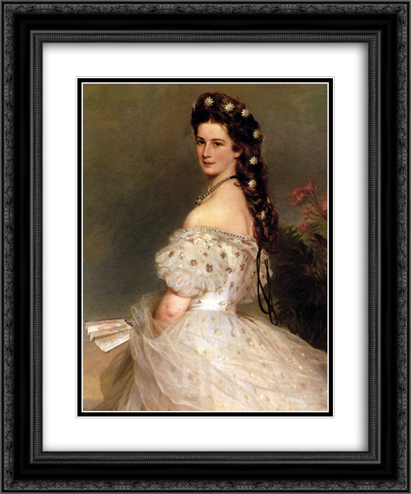 Empress Elisabeth of Austria in dancing dress 20x24 Black Ornate Wood Framed Art Print Poster with Double Matting by Winterhalter, Franz Xaver