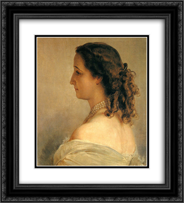 Eugenie, Empress of the French 20x22 Black Ornate Wood Framed Art Print Poster with Double Matting by Winterhalter, Franz Xaver