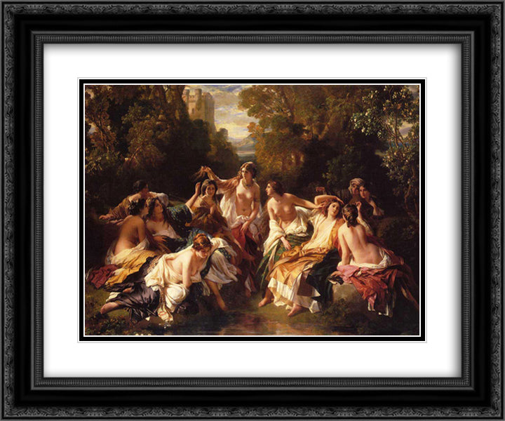 Florinda 24x20 Black Ornate Wood Framed Art Print Poster with Double Matting by Winterhalter, Franz Xaver