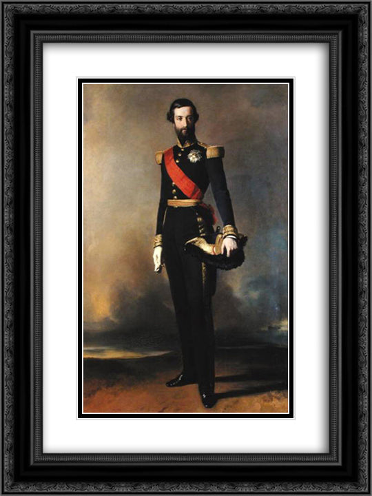 Francois Ferdinand Philippe d'Orleans Prince de Joinville 18x24 Black Ornate Wood Framed Art Print Poster with Double Matting by Winterhalter, Franz Xaver