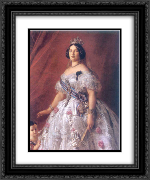 Isabel II of United Kingdom 20x24 Black Ornate Wood Framed Art Print Poster with Double Matting by Winterhalter, Franz Xaver