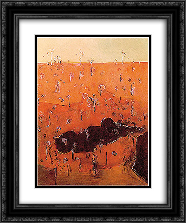 Waterpond in a Landscape II 20x24 Black Ornate Wood Framed Art Print Poster with Double Matting by Williams, Fred