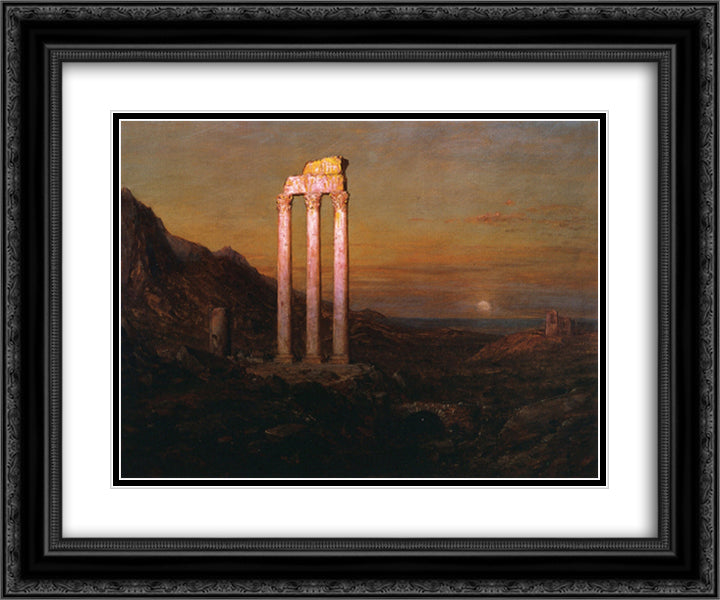 Moonrise 24x20 Black Ornate Wood Framed Art Print Poster with Double Matting by Church, Frederic Edwin