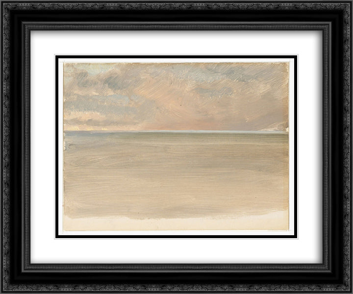 Seascape with Icecap in the Distance 24x20 Black Ornate Wood Framed Art Print Poster with Double Matting by Church, Frederic Edwin