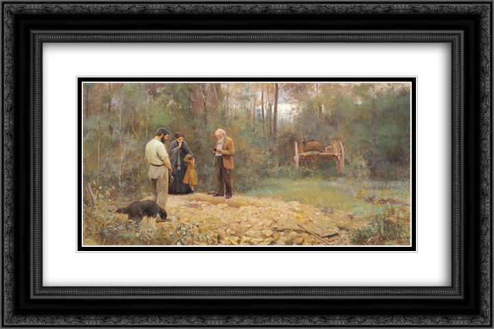 A bush burial 24x16 Black Ornate Wood Framed Art Print Poster with Double Matting by McCubbin, Frederick