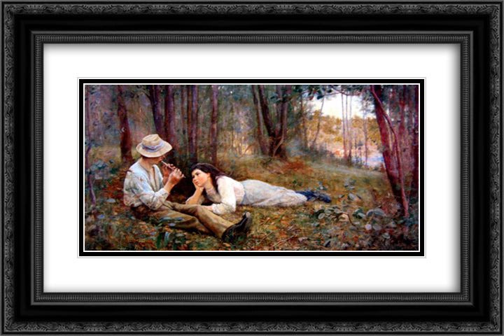 Bush Idyll 24x16 Black Ornate Wood Framed Art Print Poster with Double Matting by McCubbin, Frederick