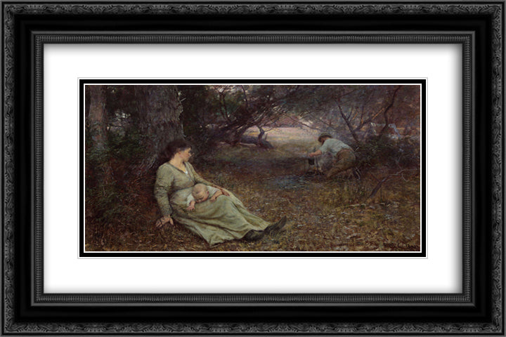 On the wallaby track 24x16 Black Ornate Wood Framed Art Print Poster with Double Matting by McCubbin, Frederick