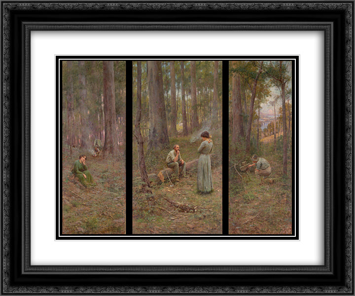 The pioneer 24x20 Black Ornate Wood Framed Art Print Poster with Double Matting by McCubbin, Frederick