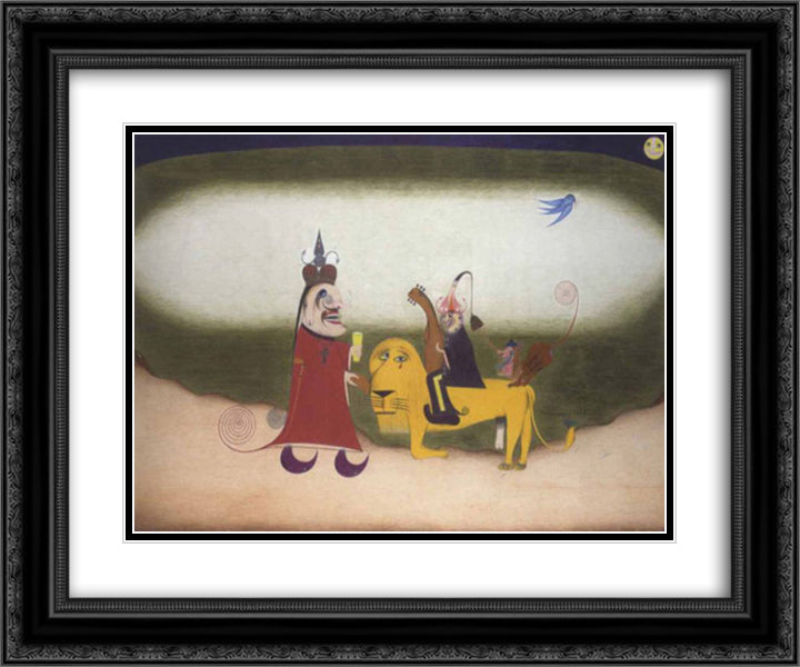 Der betende Lowe, oder Die geschandete Kraft 24x20 Black Ornate Wood Framed Art Print Poster with Double Matting by Schroder Sonnenstern, Friedrich