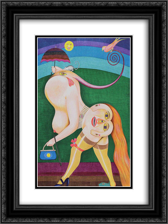 Surrealist Composition 18x24 Black Ornate Wood Framed Art Print Poster with Double Matting by Schroder Sonnenstern, Friedrich