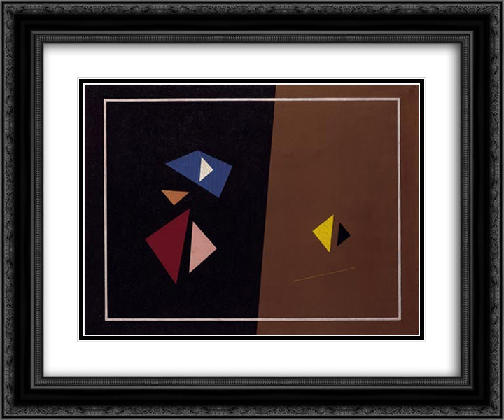 Composition No. 141 24x20 Black Ornate Wood Framed Art Print Poster with Double Matting by Vordemberge Gildewart, Friedrich