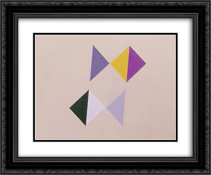 Composition No. 144 24x20 Black Ornate Wood Framed Art Print Poster with Double Matting by Vordemberge Gildewart, Friedrich