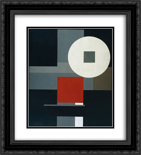 Composition No. 15 20x22 Black Ornate Wood Framed Art Print Poster with Double Matting by Vordemberge Gildewart, Friedrich