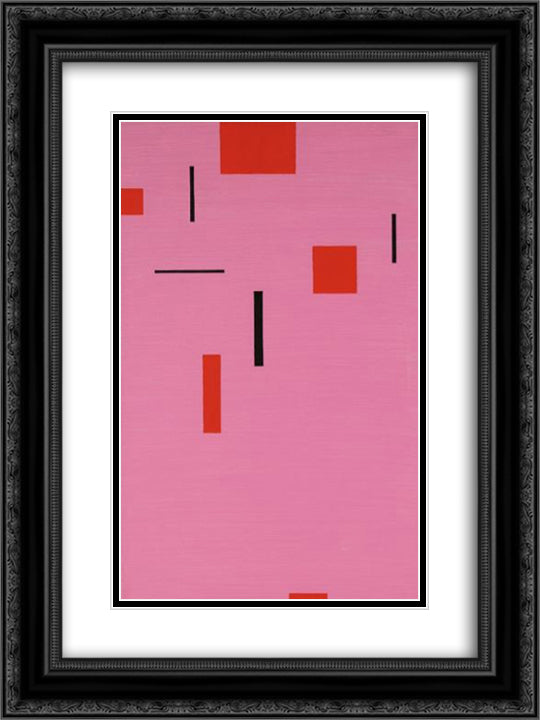 Composition No. 204 18x24 Black Ornate Wood Framed Art Print Poster with Double Matting by Vordemberge Gildewart, Friedrich