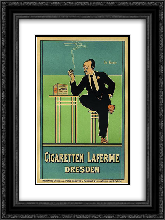 Der Kenner, Cigaretten Laferme Dresden 18x24 Black Ornate Wood Framed Art Print Poster with Double Matting by Rehm, Fritz