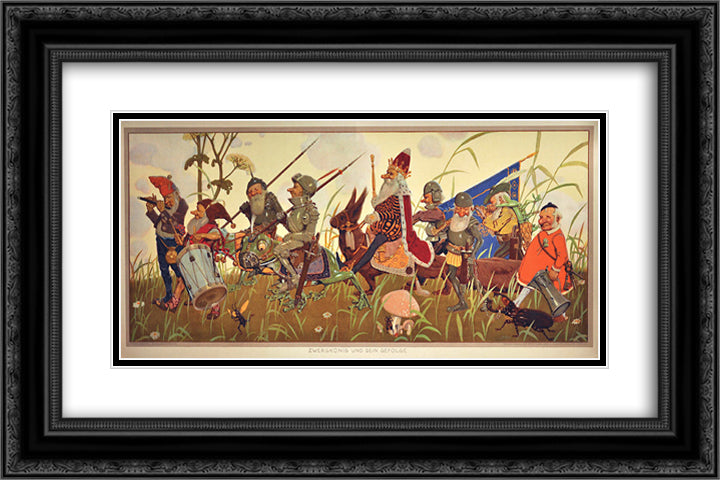 Zwergkonig und sein Gefolge 24x16 Black Ornate Wood Framed Art Print Poster with Double Matting by Rehm, Fritz