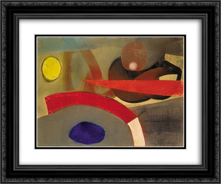 Komposition mit rotem Bogen 24x20 Black Ornate Wood Framed Art Print Poster with Double Matting by Winter, Fritz