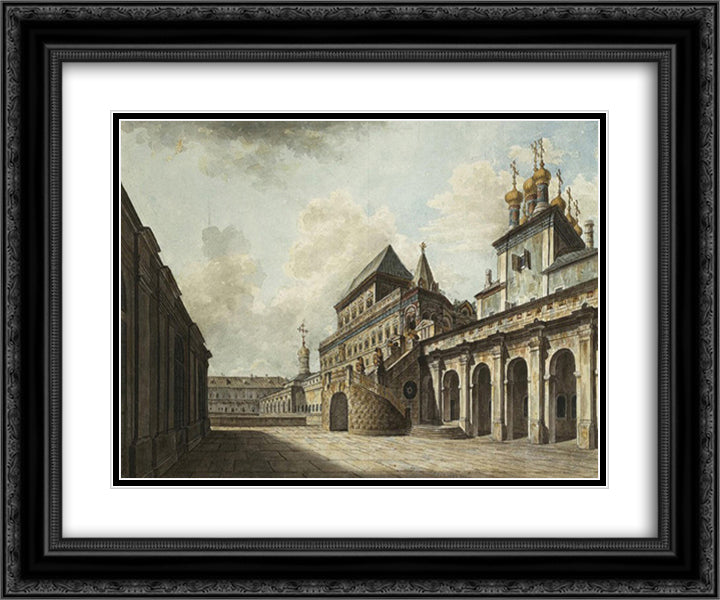 Boyars's platform 24x20 Black Ornate Wood Framed Art Print Poster with Double Matting by Alekseyev, Fyodor
