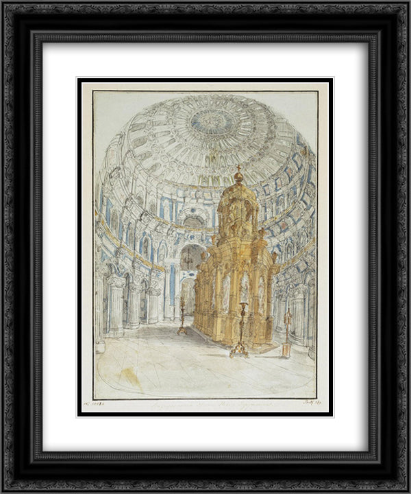 Holy Resurrection Cathedral of New Jerusalem Monastery. Internal view. 20x24 Black Ornate Wood Framed Art Print Poster with Double Matting by Alekseyev, Fyodor