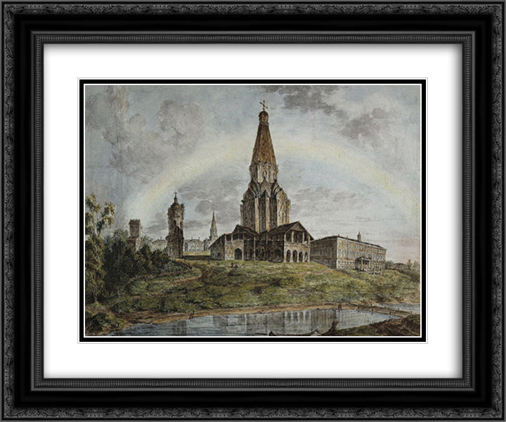 Kolomenskoe village 24x20 Black Ornate Wood Framed Art Print Poster with Double Matting by Alekseyev, Fyodor