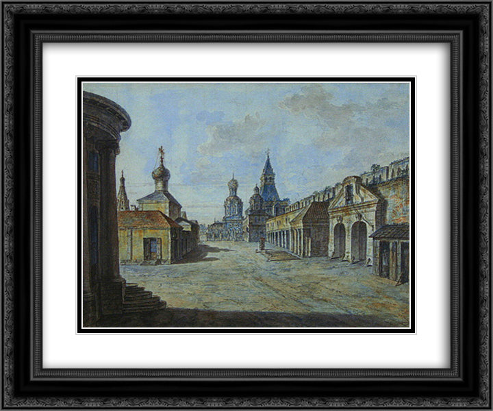 Novaya square 24x20 Black Ornate Wood Framed Art Print Poster with Double Matting by Alekseyev, Fyodor