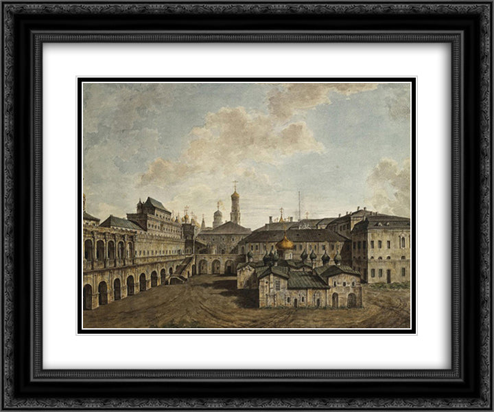 Terem and Church of Our Savior in a pine forest in the Kremlin 24x20 Black Ornate Wood Framed Art Print Poster with Double Matting by Alekseyev, Fyodor