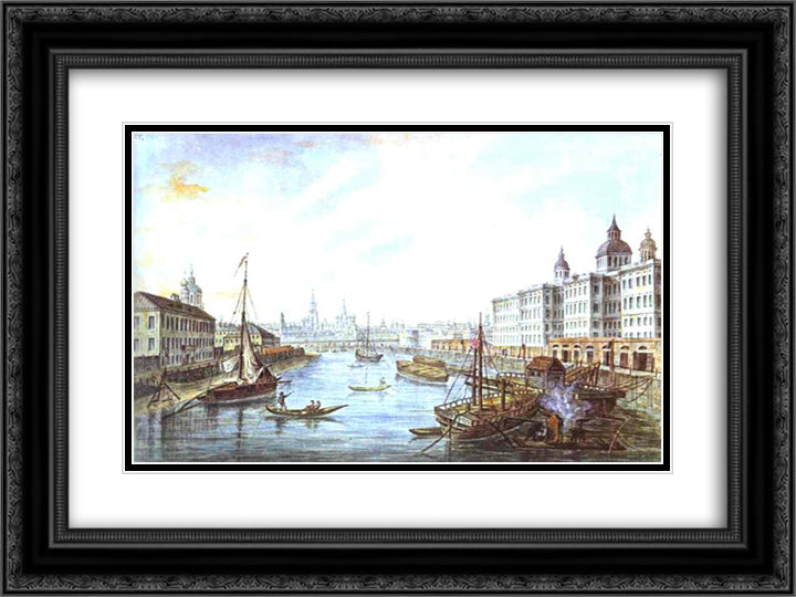 The Foundling Hospital in Moscow 24x18 Black Ornate Wood Framed Art Print Poster with Double Matting by Alekseyev, Fyodor