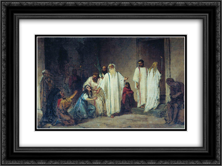 Before entering the arena 24x18 Black Ornate Wood Framed Art Print Poster with Double Matting by Bronnikov, Fyodor