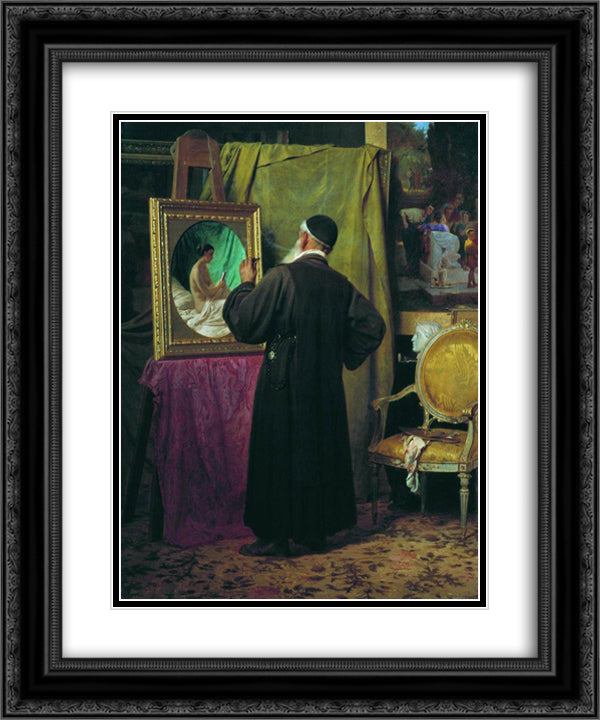 Fan 20x24 Black Ornate Wood Framed Art Print Poster with Double Matting by Bronnikov, Fyodor