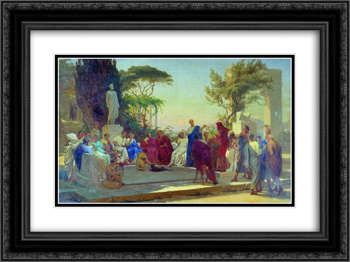 Horatius reads before Maecenas 24x18 Black Ornate Wood Framed Art Print Poster with Double Matting by Bronnikov, Fyodor