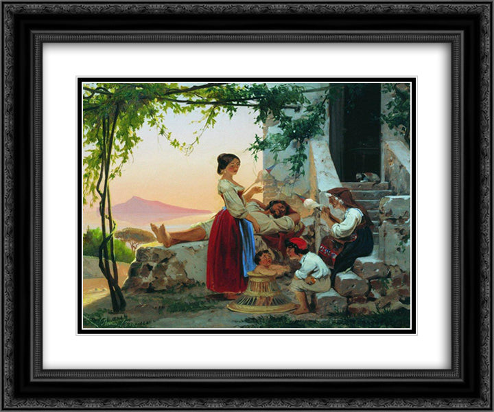 In the family 24x20 Black Ornate Wood Framed Art Print Poster with Double Matting by Bronnikov, Fyodor