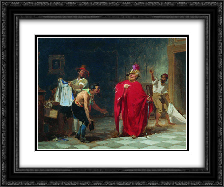 Masquerade 24x20 Black Ornate Wood Framed Art Print Poster with Double Matting by Bronnikov, Fyodor