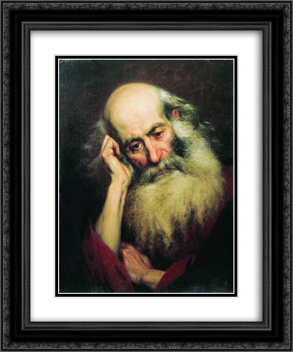 Portrait of an old man 20x24 Black Ornate Wood Framed Art Print Poster with Double Matting by Bronnikov, Fyodor