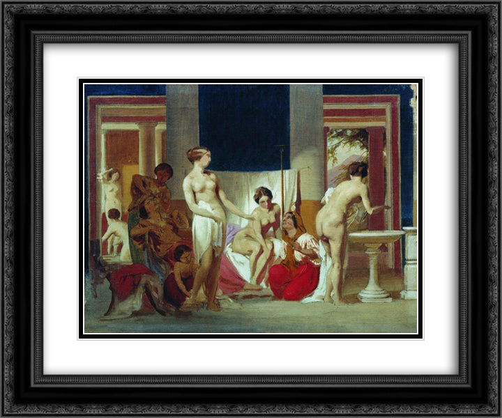 Private baths in Pompeii 24x20 Black Ornate Wood Framed Art Print Poster with Double Matting by Bronnikov, Fyodor