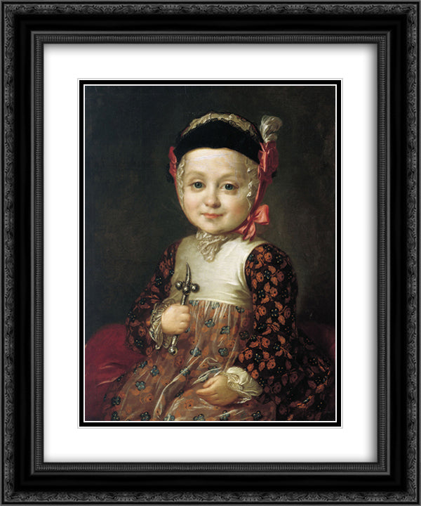 Portrait of Count Alexey Bobrinsky as a Child 20x24 Black Ornate Wood Framed Art Print Poster with Double Matting by Rokotov, Fyodor
