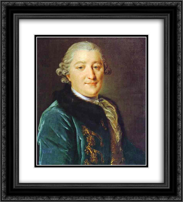 Portrait of Count I.G.Orlov 20x22 Black Ornate Wood Framed Art Print Poster with Double Matting by Rokotov, Fyodor