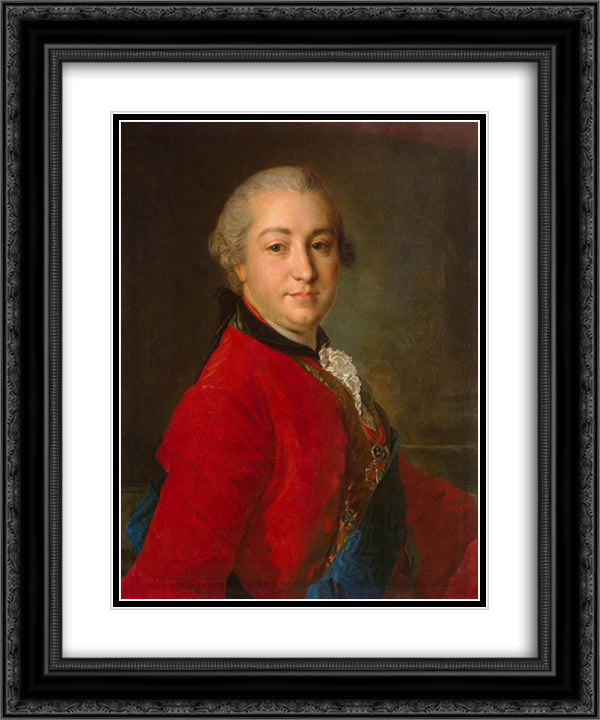 Portrait of Count Ivan Shuvalov 20x24 Black Ornate Wood Framed Art Print Poster with Double Matting by Rokotov, Fyodor