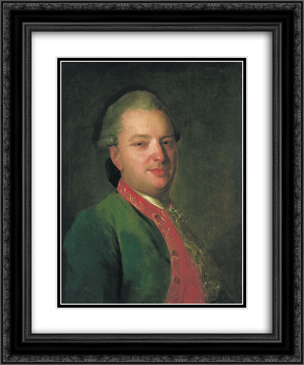 Portrait of the Poet Vasily Maykov 20x24 Black Ornate Wood Framed Art Print Poster with Double Matting by Rokotov, Fyodor