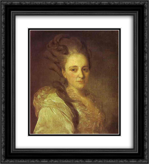 Portrait of V.A.Obreskova 20x22 Black Ornate Wood Framed Art Print Poster with Double Matting by Rokotov, Fyodor