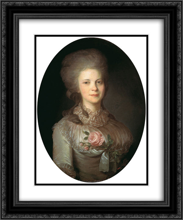 Portrait of Varvara Nikolaevna Surovceva 20x24 Black Ornate Wood Framed Art Print Poster with Double Matting by Rokotov, Fyodor