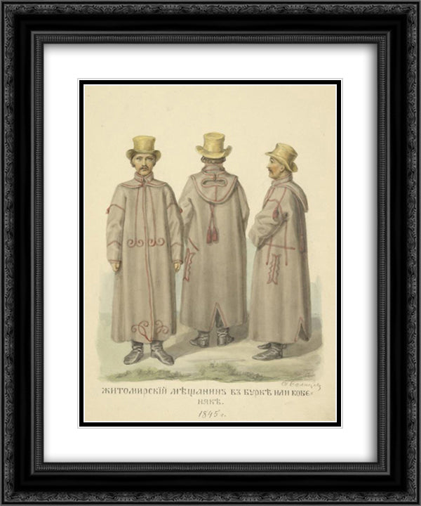 Burgher from Zhitomir in the cloak 20x24 Black Ornate Wood Framed Art Print Poster with Double Matting by Solntsev, Fyodor