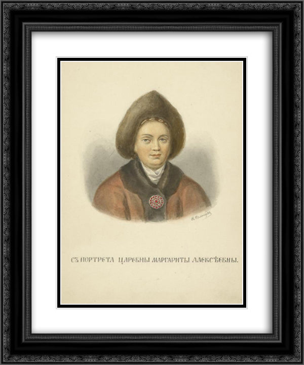 From portrait of Margaret Alekseevny 20x24 Black Ornate Wood Framed Art Print Poster with Double Matting by Solntsev, Fyodor