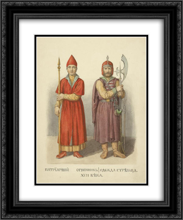Patriarchal ognennik.Clothes of Archer. 20x24 Black Ornate Wood Framed Art Print Poster with Double Matting by Solntsev, Fyodor