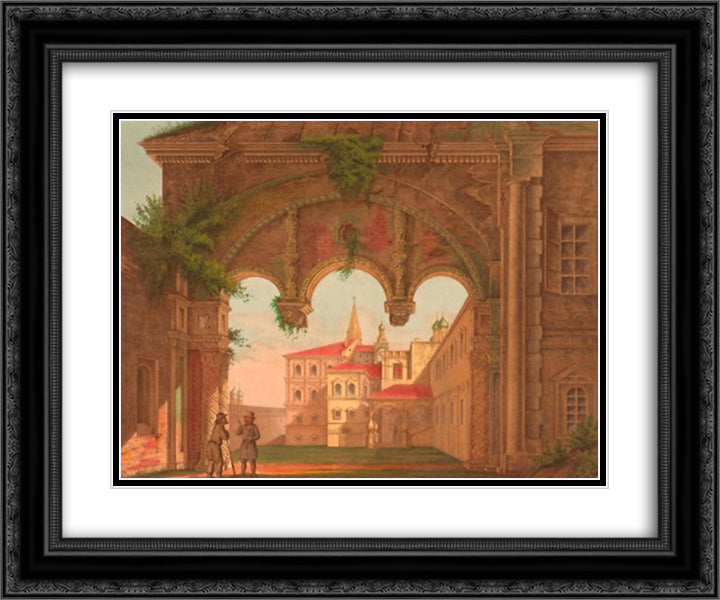 The Fun Palace 24x20 Black Ornate Wood Framed Art Print Poster with Double Matting by Solntsev, Fyodor