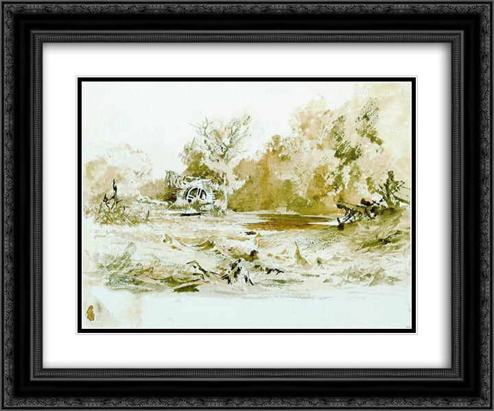 Abandoned Mill 2 24x20 Black Ornate Wood Framed Art Print Poster with Double Matting by Vasilyev, Fyodor