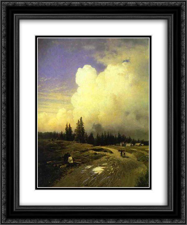 After a Thunderstorm 20x24 Black Ornate Wood Framed Art Print Poster with Double Matting by Vasilyev, Fyodor