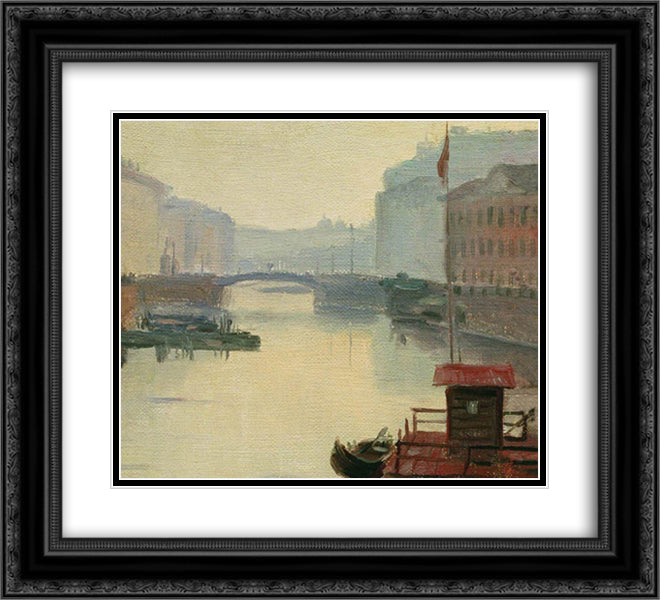 At the Sink 22x20 Black Ornate Wood Framed Art Print Poster with Double Matting by Vasilyev, Fyodor
